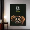 Liten Lion Brev Motiverande Quote Konst Posters Och Tryck Vild Animal Canvas Målning Minimalism Väggkonst Bild Heminredning