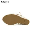 Eilyken Fashion Summer Zeppe Donna Sandali Open Toe Cinturino alla caviglia Piattaforma da donna Sandali con zeppa Tacchi alti Scarpe taglia 35-42 K78