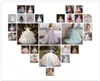 핑크 볼 플라워 걸 드레스 아플리크 소매 소매 어린이 결혼식을위한 공주 첫 성찬식 드레스 대회 가운 403