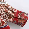 Zeefity Dames Vintage Positie Cashew Nut Print Kimono Smock Blouse Office Lady Retro Shirt Chic Femininas Blusas Tops LS7222 210603