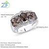 gz Zongfaファッションスモーキークォーツ女性ジュエリー925スターリングシルバーフレンチナチュラルジルコン結婚指輪