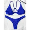 Push up mergulhar roupa de banho de maiô mulheres subjuiram espaguete alças swimwear mergulhando no pescoço acolchoado biquíni conjunto 210621