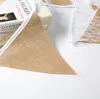 Dentelle toile de jute triangle bannière décoration mariage bébé douche et fête 12 drapeaux blanc dentelle florale collection lin rustique fanion RRB11630