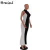Женский комбинезон без рукавов белый и черный лоскутная элегантная повседневная женская летняя вечеринка Clubwear Свободная S Lady 210513