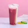 200set przezroczyste podwójne siatki sok kubek zagęścić zimny napój plastikowe kubki Walentynki Party Party Favor Love Share Puchar z pokrywką