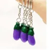 3D Imitation Vegetables keychain Eggplant key ring for women handbag pendant Charms Decoration5971032