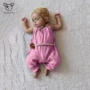 2021 Nieuwe Zomer Trekkoord Baby Meisje Kleding Mode Losse Losse Solid Romper Baby Boy Clothes New Born BabyGirl Onesie G1221