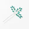 Arrival Green Rhinestone Hair Pins Clips Women Head Decoration Handmade Plant Style Wedding Ornament Accessories & Barrettes