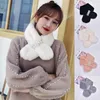 Scarves Women Solid Faux Fur Scarf Vinter Mjuk Tjock Varm 2021 Mode Designer Pearl Neck Collar Lady Foulard Girl Tillbehör