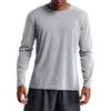 Men's T-Shirts Men Sports T-shirt Mesh Quick Dry Breathable Loose Solid Color Sweat-absorbent Round Neck Long Sleeve Pullover Top For Fitnes