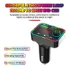 F4 Bluetooth Car Kit FM-передатчик MP3 MUISC Игрок Handsfree Wireless PD Быстрое зарядное устройство 3.1A Поддержка TF Card USB BT Светодиодная атмосферная лампа