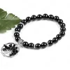 Natursten Män Smycken Svart Onyx Armband Kvinnor Yoga Beads Handgjorda Armband Träd av liv Bangle