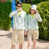 Famiglia matchisun vestiti da viaggio spiaggia estate uomini e donne mare coppia protezione solare abbigliamento cardigan a maniche lunghe cappotto sottile 210713