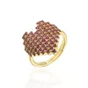 18k Gold Zircon Diamond Heart Ring Band Finger Justerbara ringar för kvinnor Engagemang Bröllopsmodesmycken Will och Sandy