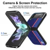 럭셔리 탄소 섬유 슬림 전화 케이스 삼성 갤럭시 Z 플립 3 5G Flip3 케이스 Anti-Knock 휴대 전화 보호 커버