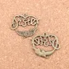 63st Antik Silver Bronze Plated Heart Sister Flower Charms Pendant DIY Halsband Armband Bangle Fynd 24 * 24mm