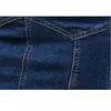 Sommer Denim Rock Frauen Meerjungfrau Trompete Lange Rüschen Mid-Kalb Empire Hohe Taille Jeans mit Stretchy B02910B 210421