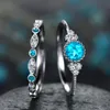 Anéis de casamento 2021 de Lujo Verde Azul Piedra Anillos Cristal Para Mujer Cor Plata Zircônia Boda Anillo Compromiso Joyería ..
