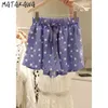 MATAKAWA Polka-dot Shorts Women Korea Casual Fashion Womens Shorts Summer A-line Elastic Waist Lace-up Woman Shorts 210513