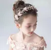 Fashion Children Bow beaded crown hand made Gold garlands jewelry pography girls hair accessories A84326135563