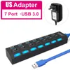 HUB USB HUB USB 3.0 Séparateur USB 3 0 HUB multiport avec adaptateur secteur Multiple 3 hab avec interrupteur pour ordinateur PC