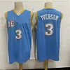 Mens Basketball Mitchell e Ness Iverson 3 Anthony 15 Mutombo 55 Logotipo de bordado costurado retrô 1991 1992 2006 2007