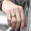 Cluster ringen roestvrij staal voor mannen goudblauw groove heren trouwband ring matte mode mannelijke sieraden geschenken drop 8mm lkrm46
