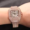 Iced Out Diamond Watch Мужские модные квадратные часы Хип-хоп Дизайнерские роскошные часы2588415
