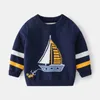 Garçons automne hiver pull 2021 enfants coton mignon o-cou Yacht crabe Jacquard pull enfants vêtements bébé vêtements 100-140cm Y1024