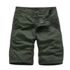 Märke Mens Cargo Shorts Högkvalitativ Svart Militär Kort Byxor Bomull Solid Casual Beach Sommarbotten 210716