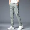 Pantalones de hombre Moda de negocios Slim Fit Hombres Recto Algodón Estilo clásico Vestido de novia Traje Color sólido