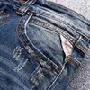 Włoski Styl Moda Mężczyźni Jeans Retro Niebieski Elastyczne Slim Fit Ripped Denim Spodnie Streetwear Vintage Designer Hip Hop Długie Spodnie