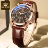 OLEVS Top Brand Orologio al quarzo da uomo Nottilucenti Business Impermeabile Orologi di lusso Cinturino in pelle Relogio Masculino Multifunzione Polso a sei lancette