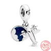 100% 925 Sterling Silver Spring Blue Dangle Charms Fit Originele Pandora Armband DIY Sieraden