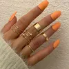 Vintage metalen gouden brede knuckle ring set voor vrouwen punk cross twisted crystal vinger ring bohemian mode-sieraden gift G1125