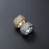 Hip Hop Men's Ring Iced Out Zircon ICY Round Cluster Gold Silver Plated Bling Jewelry Gift