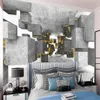 American Vintage 3d Wallpaper Simple and Fashionable Golden Cement Extended Space Building Living Room Bedroom Home Decor Painting Mural Wallpapers