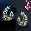 Full multicolor cubic zircon cz trendig elegant stor blomma droppe örhängen för kvinnor mode bröllop prom smycken cz637 210714
