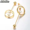 Enfashion Imitation Perle und Kugel Baumeln Ohrringe Rose Gold Farbe Dot Ohrringe Tropfen Ohrringe Für Frauen Lange Ohrring Schmuck 210317