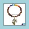 Braccialetti Bracciale in pietra curativa Chakra, braccialetto con perline di legno da 8 mm, gioielli per meditazione yoga per donne uomini con perline, fili consegna goccia 2021 HD