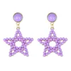 Koreansk Trendy Färgglada Akryl Beaded Geometrisk Star Dangle Örhängen för Kvinnor Flickor Party Smycken Gåvor