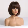 Short Dark Brown Synthetic Wigs for Women Heat Resistant Bob Wigs High Temperature Fiber Wig Cosplay Natural Hairfactory direct