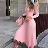 Future Time Women Knitted Long Dress Autumn Winter Slim Sleeve Ladies Dresses Elegant Party Female Sweater Dress 8 colors F792 210630