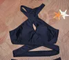 QIANG YI 2019, conjunto de Bikini Sexy de cuello alto, traje de baño para mujer, traje de baño femenino con realce cruzado, traje de baño con cuello Halter, estilos de verano, ropa de playa X0522