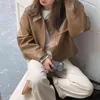 بو الجلود المرأة معطف الخريف كامل الأكمام واحدة الصدر بدوره أسفل طوق جاسيك الكورية كول فتاة الأزياء قمم معاطف 210513