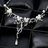 Crystal Waterdrop Pearl Earring Necklace Sets Bridal Bridesmaid Wedding Jewelry Set For Girls Women Prom Party Jewellery Accessori4304573