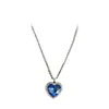 Hängsmycke Halsband Big Crystal Heart Necklace för kvinnor Full Rhinestone Titanic Of Ocean Blue Love Forever Smycken