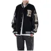 패션 세련된 영국 자켓 2021 힙합 streetwear 야구 자켓 코트 편지 B 뼈 자수 폭격기 대학 재킷 # F4 x0710