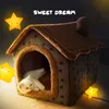 Kış Köpek Yatak Pet House Sıcak Kapalı Kedi Mağarası Çadır Daire Küçük Orta Kediler için Yıkanabilir Yastık Ile Yıkanabilir Yastık Yavru Köpek 220221