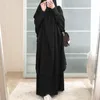 エスニック服レディース2個セットイスラム教徒Abaya長袖ハイジャブスカーフKhimarとスカートセットイスラム祈りドレスフルレングスカフンローブ
